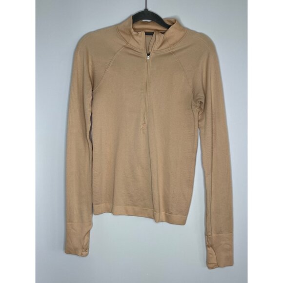 Lululemon For The Chill Of It 1/2‎ Zip Top Ivory Peach Size 4 - Picture 1 of 10
